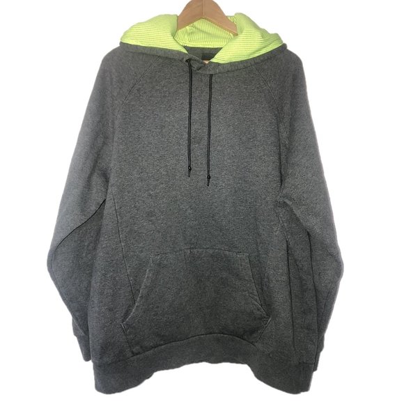 Russell Athletic Hooded Sweatshirt (Gray/Lime Green) - Picture 2 of 6
